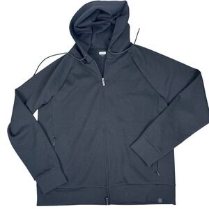 AWAY Men's XL Black Tech Travel Hoodie Full‎ Zip Two-Way Zipper  Minimalist